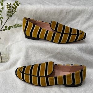 J. Crew Yellow and Black Velvet Loafers